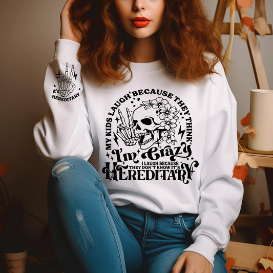 I’m Crazy With  Sleeve Accent Sweatshirt