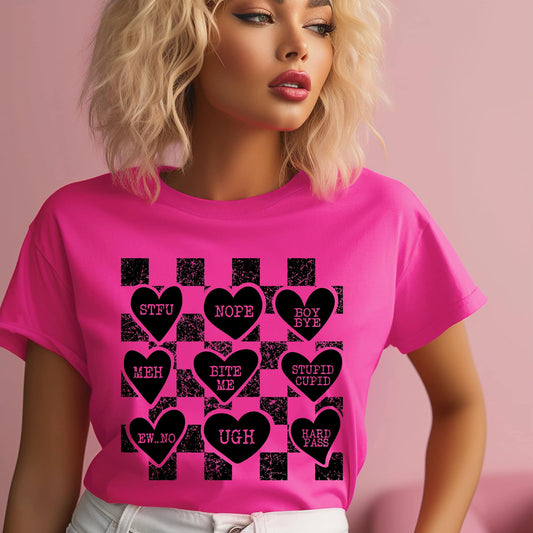 Anti Valentine Hearts Graphic Tee with color options