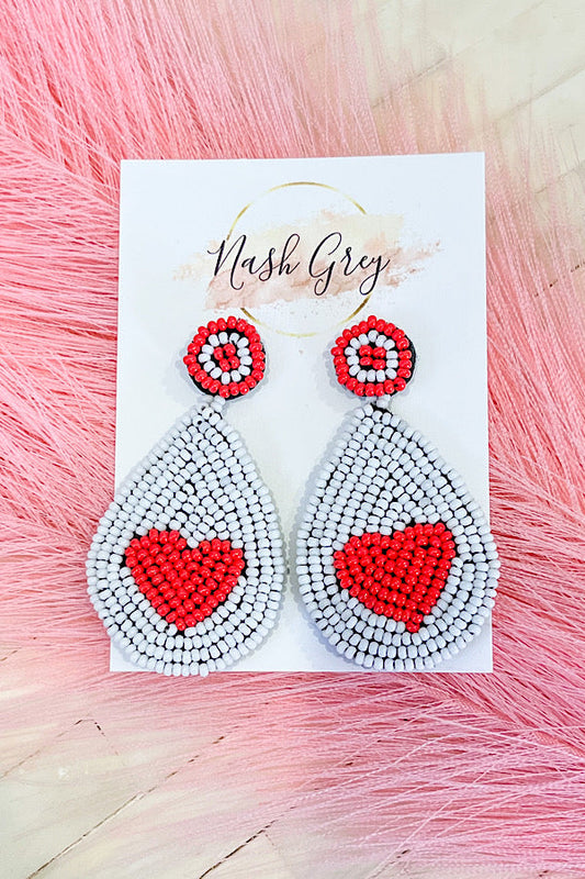 Teardrop Heart Beaded Earrings