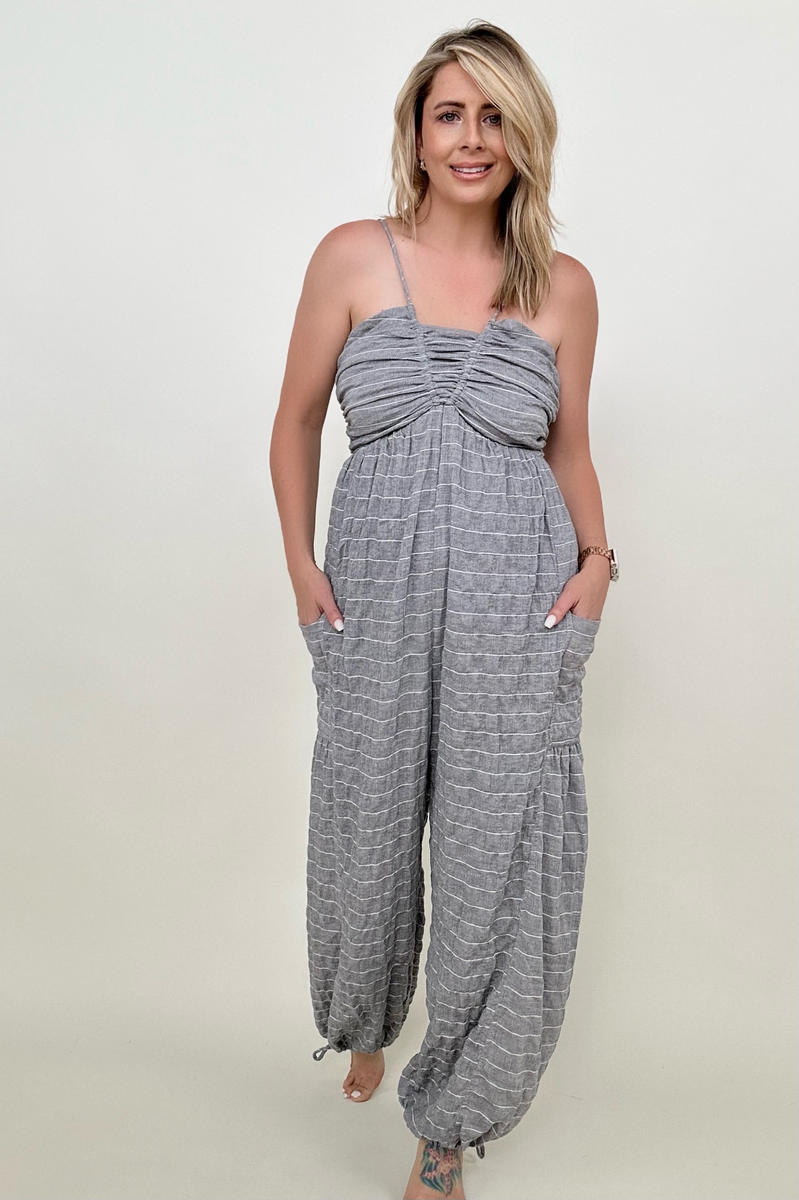 White Birch Sleeveless Halter Tie Back Woven Jumpsuit