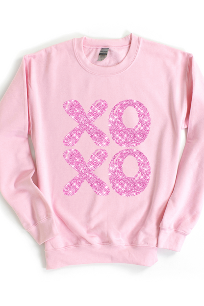 XOXO PINK FAUX SEQUIN SWEATSHIRT