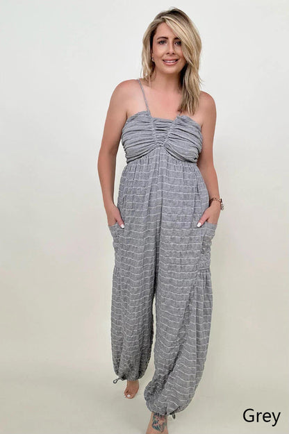 White Birch Sleeveless Halter Tie Back Woven Jumpsuit