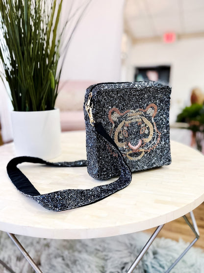 Tiger Beaded Crossbody Bag