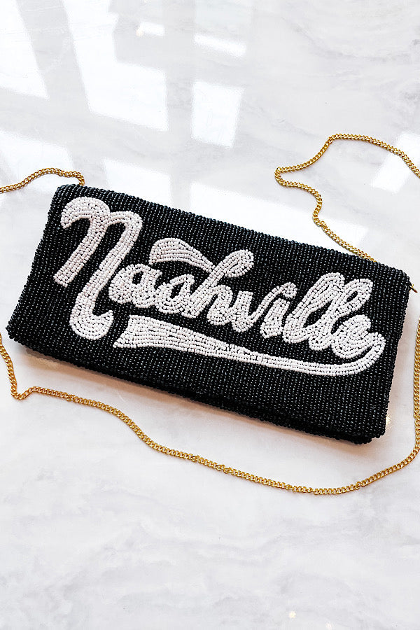 Nashville Black Beaded Clutch