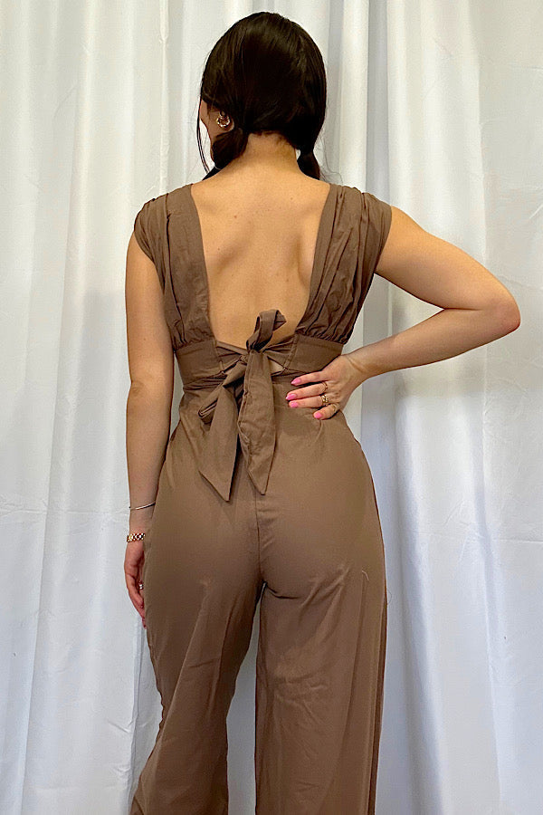 Chocolate Tie Jumpsuit