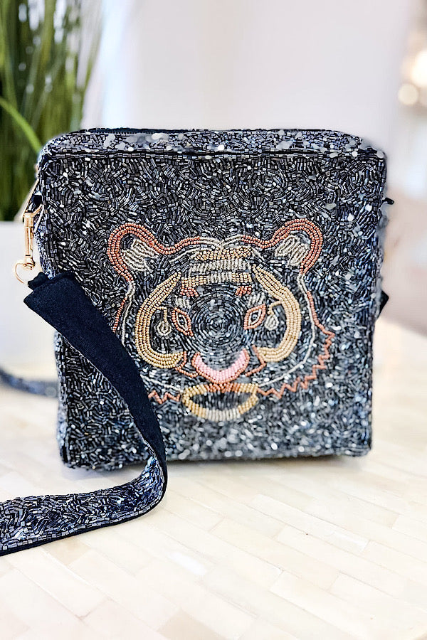 Tiger Beaded Crossbody Bag